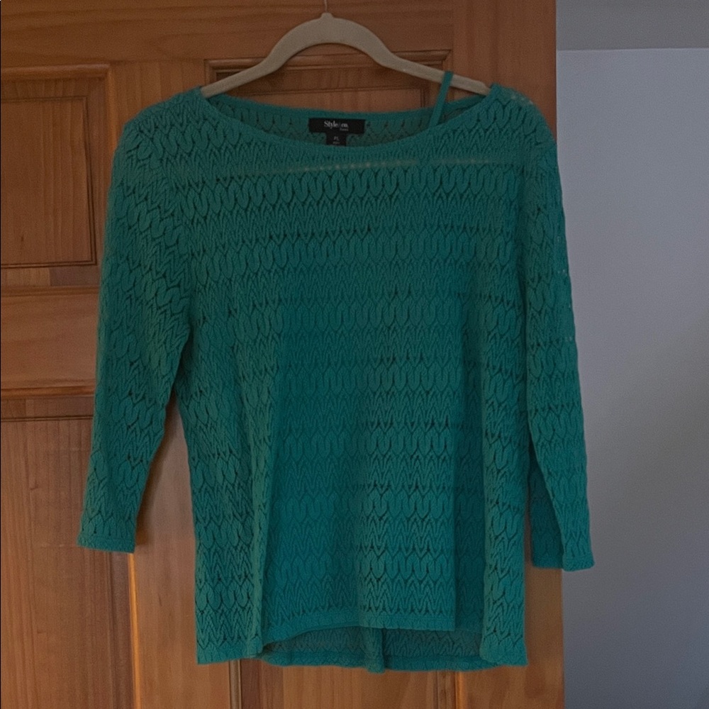 Style & Co. Teal Crew Neck Sweater